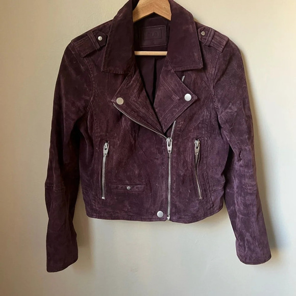 SL8 for Blank NYC Wine Red Burgundy Suede Leather Jacket, size small - Picture 2 of 5